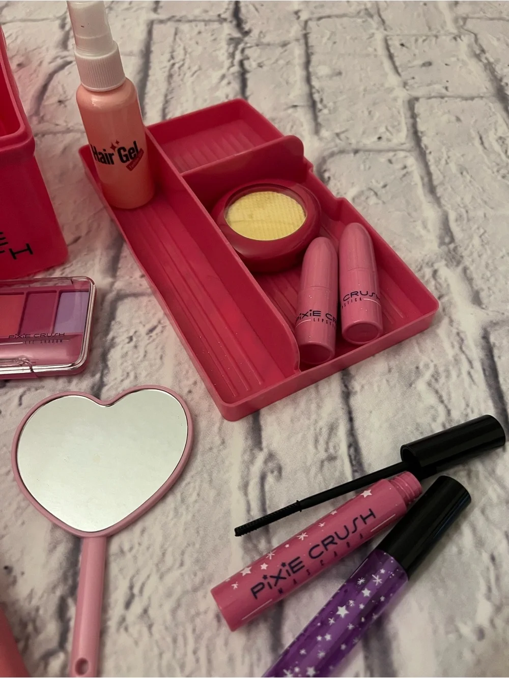 Kids Pink Makeup Play Set with Brushes, Lip Gloss & Eyeshadow